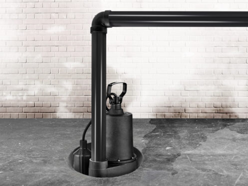 Sump pump in a basement of a Springfield home