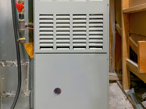 A gas furnace in the basement of a Springfield home